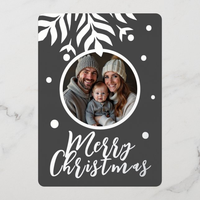 Carte De Vœux En Aluminium joyeux Noël gris photo (Recto)