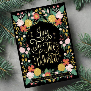 Carte De Vœux En Aluminium Joyeux Noël Jardin Floral Cadre Photo Élégant
