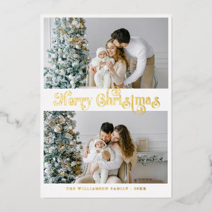 Carte De Vœux En Aluminium Joyeux Noël lettrage feuille d'or Photo