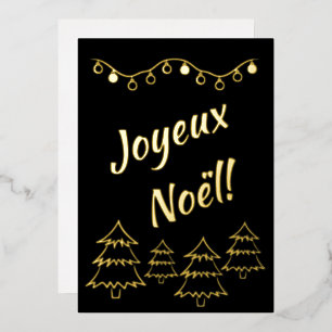 Carte De Vœux En Aluminium Joyeux Noel Lumières de Noël Arbre de Noël Noir