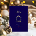 Carte De Vœux En Aluminium Joyeux Noël Marine Bleu & Or<br><div class="desc">Parfait pour partager entre amis,  en famille et entre collègues,  le design élégant et la palette de couleurs modernes en font un lieu idéal pour ceux qui apprécient le style chic et raffiné. Ajoutez une touche festive et mémorable à vos souhaits saisonniers avec cette carte de vacances intemporelle !</div>