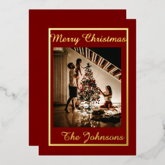 Carte De Vœux En Aluminium Joyeux Noël Marron Or Simple Moderne Photo