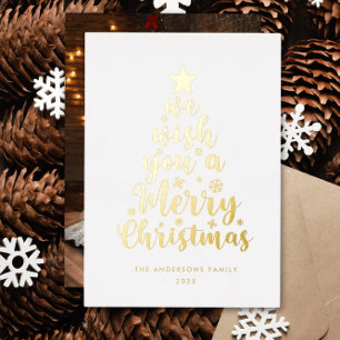 Carte De Vœux En Aluminium Joyeux Noël minimal écriture blanche feuille métal