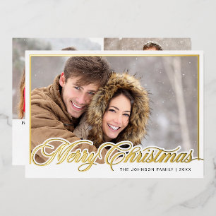 Carte De Vœux En Aluminium Joyeux Noël moderne 3 PHOTO Gold