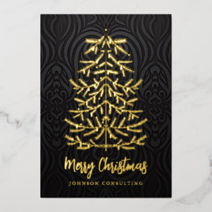 Carte De Vœux En Aluminium Joyeux Noël moderne Arbre de Noël Damas