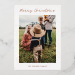 Carte De Vœux En Aluminium Joyeux Noël moderne Famille 4 Photo<br><div class="desc">Joyeuse carte de Noël : un design contemporain,  avec une simple typographie et 4 photos de famille à ajouter.</div>