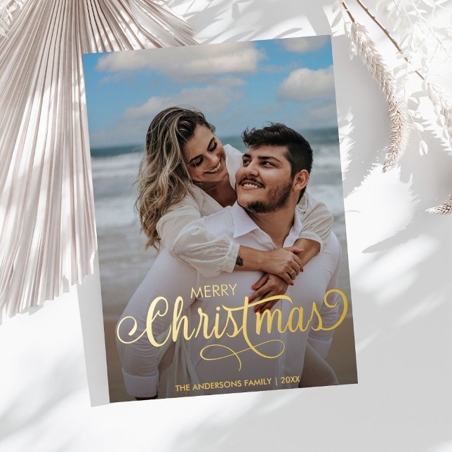 Carte De Vœux En Aluminium Joyeux Noël moderne Famille Nom de la photo Buffal (Créateur téléchargé)