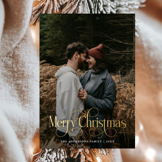 Carte De Vœux En Aluminium Joyeux Noël moderne Famille Photo plaid Tartan (Créateur téléchargé)