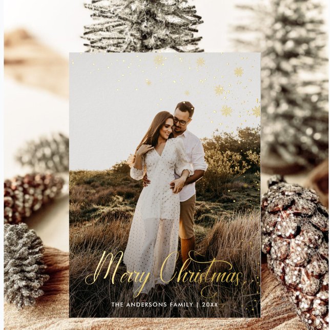 Carte De Vœux En Aluminium Joyeux Noël moderne Famille Photo plaid Tartan (Créateur téléchargé)