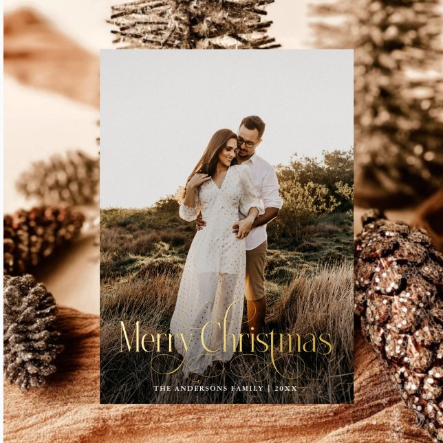 Carte De Vœux En Aluminium Joyeux Noël moderne Famille Photo plaid Tartan (Créateur téléchargé)