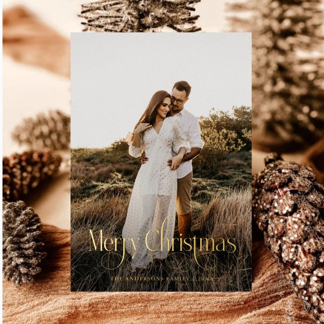 Carte De Vœux En Aluminium Joyeux Noël moderne Famille Photo plaid Tartan (Créateur téléchargé)