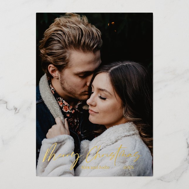 Carte De Vœux En Aluminium Joyeux Noël moderne minimalisme scénarisé (Recto)