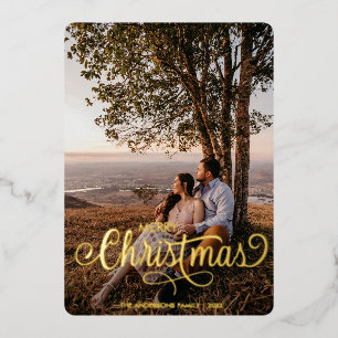 Carte De Vœux En Aluminium Joyeux Noël moderne Nom de la famille Tartan