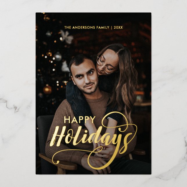 Carte De Vœux En Aluminium Joyeux Noël moderne Nom de la famille Tartan (Recto)