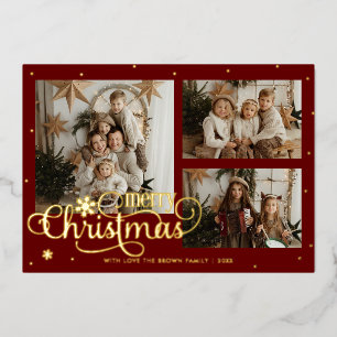 Carte De Vœux En Aluminium Joyeux Noël moderne Photo Grey Foil FHoliday