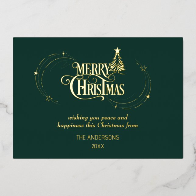 Carte De Vœux En Aluminium Joyeux Noël Moderne Typographie Graphique NonPhoto (Recto)