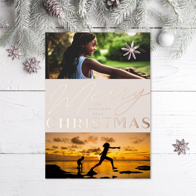 Carte De Vœux En Aluminium Joyeux Noël Multi Photo (Créateur téléchargé)