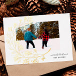 Carte De Vœux En Aluminium Joyeux Noël naturel hiver or moderne Photo<br><div class="desc">Gold Winter Natural Merry Christmas Photo Foil Carte de vacances *foin réel</div>