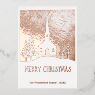 Carte De Vœux En Aluminium Joyeux Noël Neige Hiver Église Personnalisé