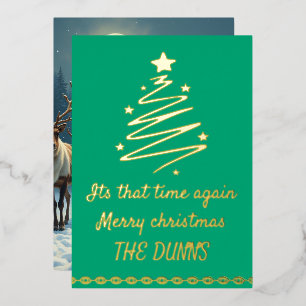 Carte De Vœux En Aluminium Joyeux Noël or et vert personnaliser
