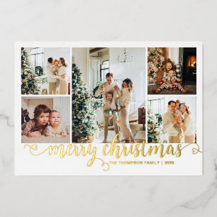 Carte De Vœux En Aluminium Joyeux Noël Or moderne Script 5 Photo