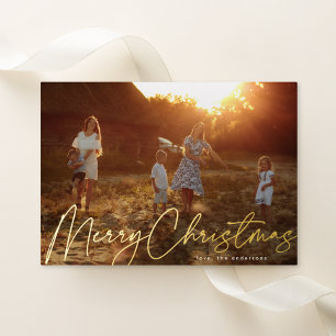 Carte De Vœux En Aluminium Joyeux Noël Or Pleine Page 1 Photo