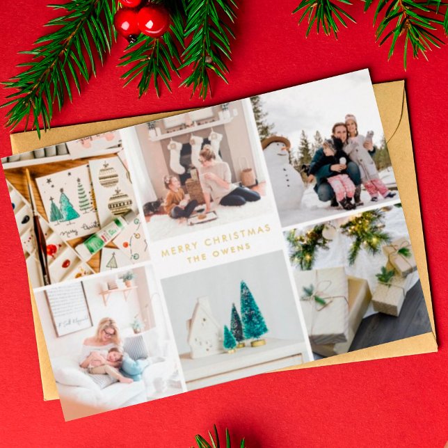 Carte De Vœux En Aluminium Joyeux Noël personnalisable avec plusieurs photos (Créateur téléchargé)