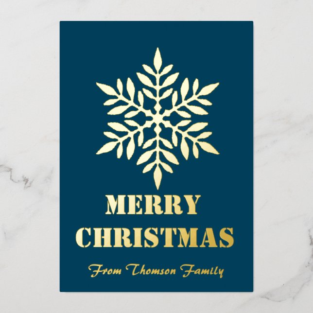 Carte De Vœux En Aluminium Joyeux Noël Personnaliser Gold Foil Noël (Recto)