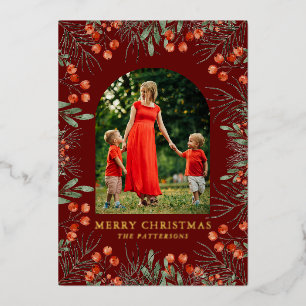 Carte De Vœux En Aluminium Joyeux Noël Photo Collage Aquarelle Floral