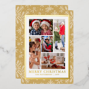 Carte De Vœux En Aluminium Joyeux Noël Photo Collage Gold Snowflake