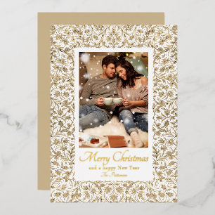 Carte De Vœux En Aluminium Joyeux Noël Photo Floral Orné