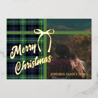 Carte De Vœux En Aluminium Joyeux Noël Photo Minimale Rustique Extérieur