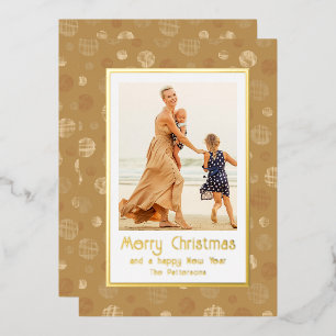 Carte De Vœux En Aluminium Joyeux Noël Photo Or moderne Polka Dot
