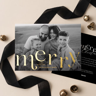 Carte De Vœux En Aluminium Joyeux Noël Photo Simple Élégant Noir et Blanc