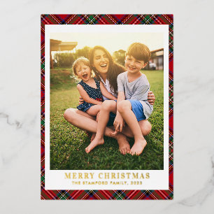 Carte De Vœux En Aluminium Joyeux Noël photo Stewart Tartan Gold