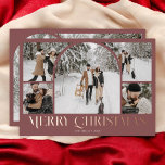 Carte De Vœux En Aluminium Joyeux Noël Retro Arch Photo Collage<br><div class="desc">Partagez la joie de la saison avec notre magnifique carte de vacances de Noël. Cette carte magnifiquement conçue comprend un collage de cinq photos avec une photo de modèle d'arc accrocheuse au centre, mettant en valeur vos souvenirs chéris. Ci-dessous, l'accueil "Joyeux Noël" est écrit avec élégance dans une police décorative...</div>