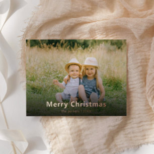 Carte De Vœux En Aluminium Joyeux Noël Rose Gold Family Photo