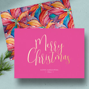 Carte De Vœux En Aluminium Joyeux Noël rose tendance