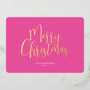Carte De Vœux En Aluminium Joyeux Noël rose tendance