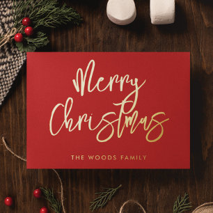 Carte De Vœux En Aluminium Joyeux Noël Rouge contemporain