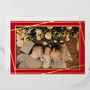 Carte De Vœux En Aluminium Joyeux Noël rouge simple et moderne