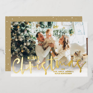 Carte De Vœux En Aluminium Joyeux Noël Script Photo Gold