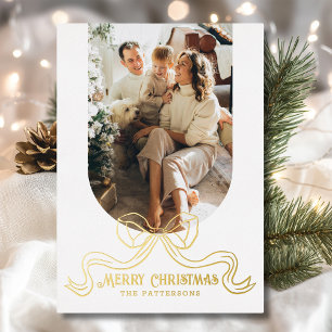 Carte De Vœux En Aluminium Joyeux Noël Simple Moderne Coquette Bow Photo