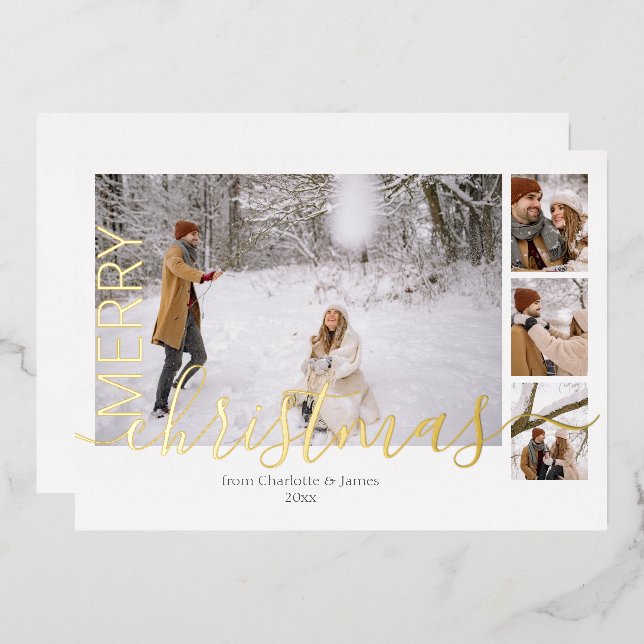 Carte De Vœux En Aluminium Joyeux Noël Simple Moderne Personnalisé (Recto/Verso)