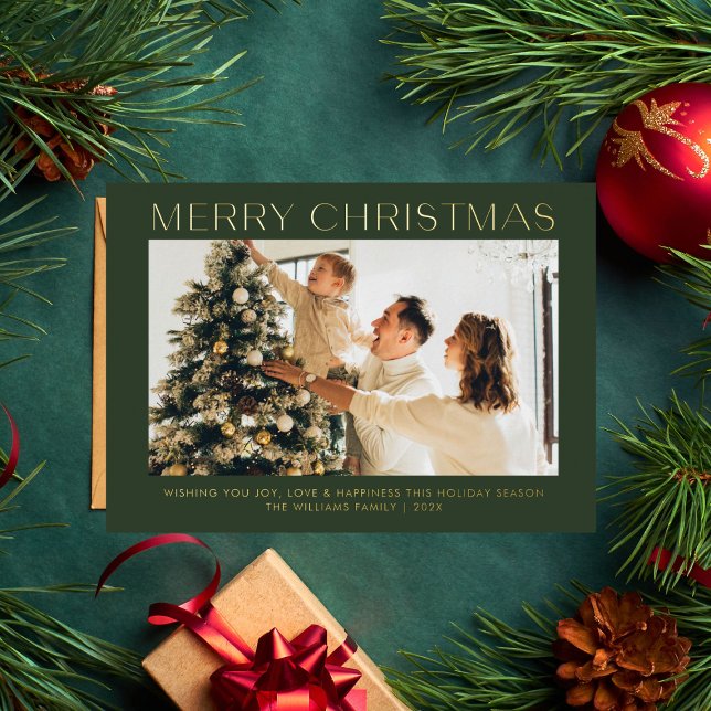 Carte De Vœux En Aluminium Joyeux Noël simple une famille photo (Créateur téléchargé)