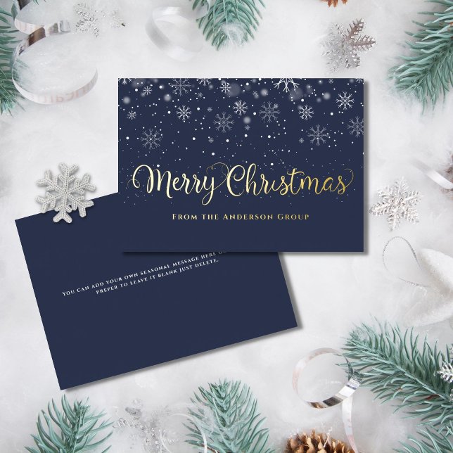 Carte De Vœux En Aluminium Joyeux Noël Snowflakes Office Business Gold (Créateur téléchargé)