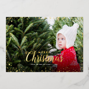 Carte De Vœux En Aluminium Joyeux Noël Superposition de photo Gold Glitz