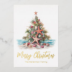 Carte De Vœux En Aluminium Joyeux Noël sur la plage