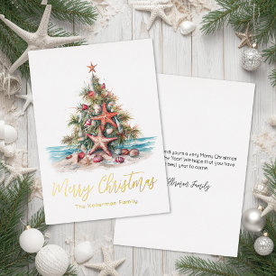 Carte De Vœux En Aluminium Joyeux Noël sur la plage