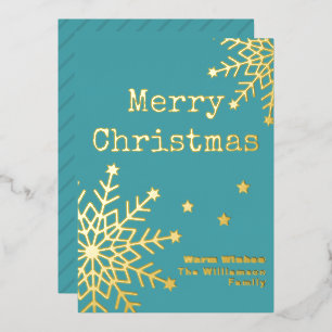 Carte De Vœux En Aluminium Joyeux Noël Texte Machine à Écrire Turquoise Éléga